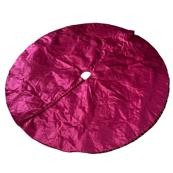 Christmas Tree Skirt Red Burgundy Red Velveteen‎ Colorful Exterior Holiday Decor - Picture 4 of 7